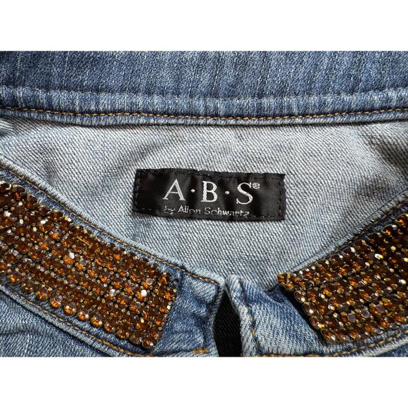 A.B.S. Women’s Cropped Distressed Denim Jacket, Amber Rhinestones, Size 22W - Picture 9 of 10